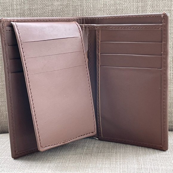 Handmade Card Holder Wallet Brown Genuine Leather Bifold Purse Long Wallet